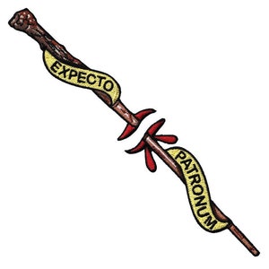 Two-part magic wand Expecto Patronum iron on patch