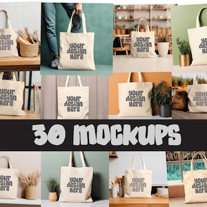 30 Tote Mockups Natürliche Einkaufstasche Mockups Einkaufstasche Mock Up Geschenk Mockup Schultasche Mock up POD Tasche Mock Up Digital Download Jpg