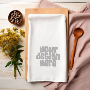 Boho Blank Linen Kitchen Towel Flour Sac makieta biały ręcznik makieta, pusty ręcznik, makieta ściereczki kuchennej do svg Pobieranie cyfrowe Jpg
