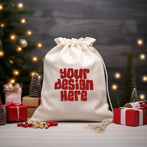 Santa Sack Mockup Natural Gift Bag Christmas Sack Mock Up Festive Gift Mock-up SVG Mock up Sublimation Bag Mock Up Digital Download Jpg
