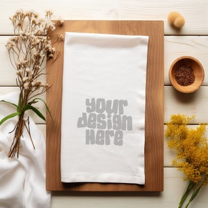 Boho Blank Linen Kitchen Towel Flour Sac makieta biały ręcznik makieta, pusty ręcznik, makieta ściereczki kuchennej do svg Pobieranie cyfrowe Jpg