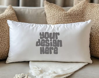 Accent Pillow Mockup Natural Cushion Mock Up Lumbar white pillow Mock up Boho mockup POD Mock Up Cushion Mock Up Digital Download Jpg
