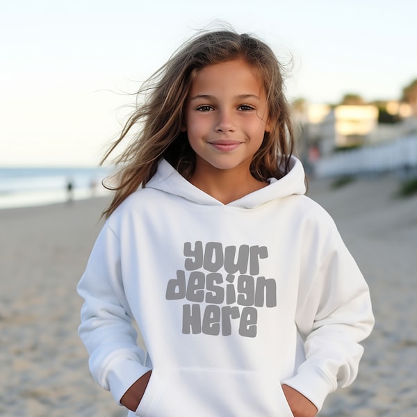 Weißer Kinder Hoodie Mockup Gildan 18500b Mockup Hoodie Mockup Kinder Weißes Sweatshirt Mockup Urlaub Crewneck Pullover JPG Digital Download