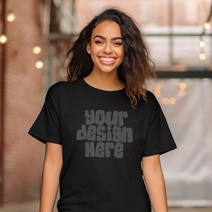 Black TShirt Mockup Boho Shirt Mockup Bella Canvas 3001 Mockup Model Mockup Tshirt Mockup Stock Photo Mockup JPG Digital Download