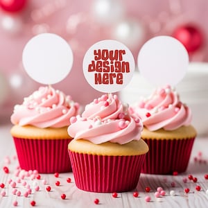 Maquete para topper de cupcake, maquete de bolo de aniversário, festa de aniversário, chá de bebê, despedida de solteira, casamento, bolo, maquete digital, jpg