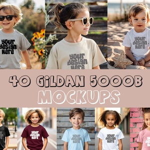 40 Kids TShirt Mockups Gildan 5000b Shirt Mockup Youth Shirt Mockup Tshirt Mockup Children SVG Mockup JPG Digital Download