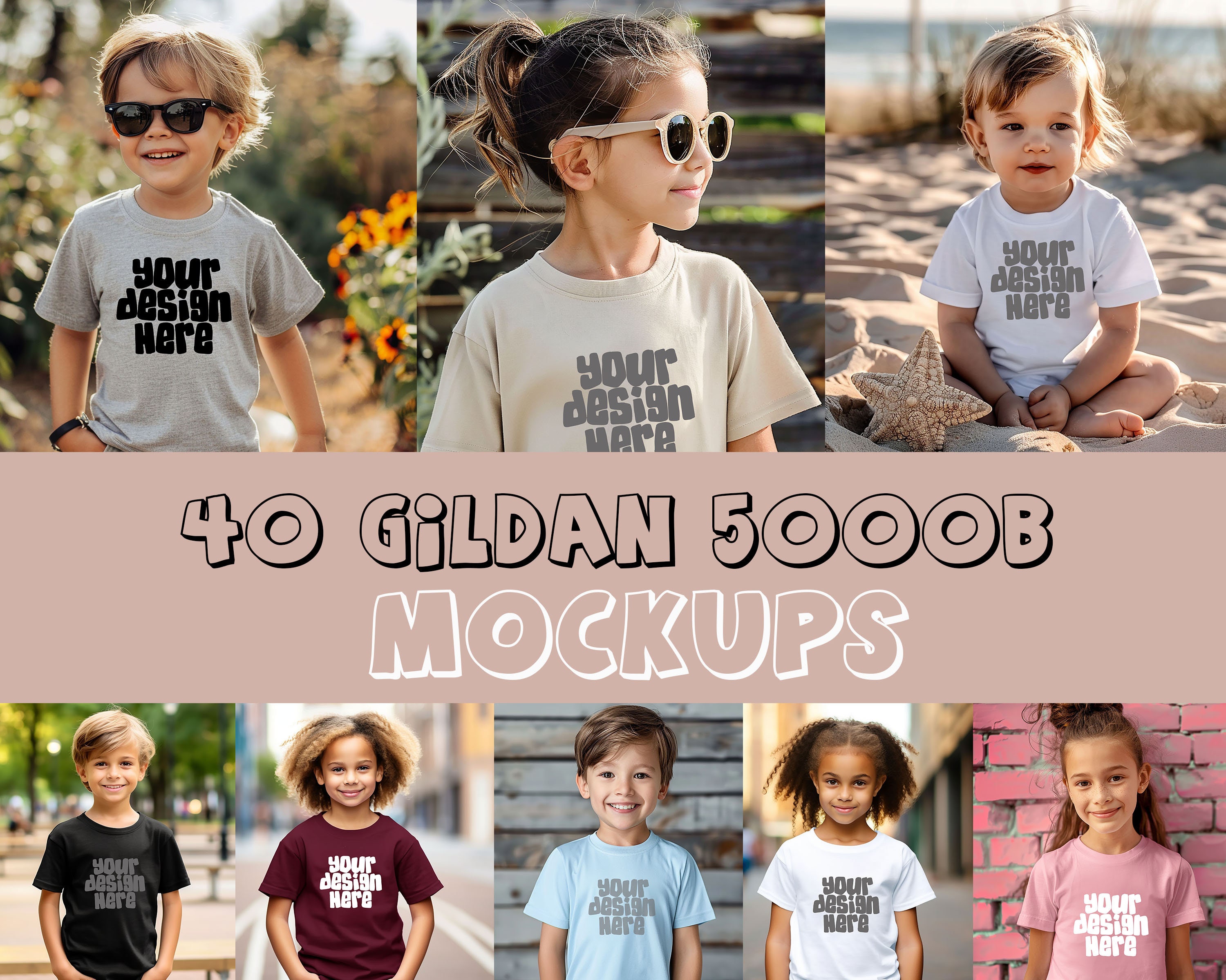 40 Kids TShirt Mockups Gildan 5000b Shirt Mockup Youth Shirt Mockup Tshirt Mockup Children SVG Mockup JPG Digital Download