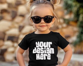 Black Toddler Tshirt Mockup Birthday Tshirt Mockup Baby shirt Mockup Kids tshirt Party Mock-up Toddler Child Tee Mockup JPG Download