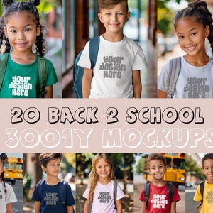20 maquettes de t-shirt pour la rentrée scolaire Maquette de chemise en toile Bella 3001 ans pour la rentrée des classes, téléchargement JPG