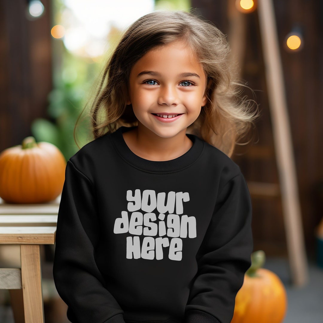 Kids Gildan 18000b Mockup Halloween Sweater Mockup Kids Black Etsy