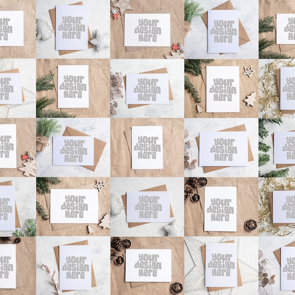 28 Christmas Card Mockup Bundle 5x7 Rustic Art Card Mockups Festive Holiday Season Portrait Greetings Birthday Wedding Card JPG Digital