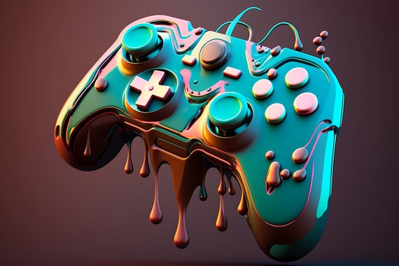 Abstract Neon Game controller art design digital download png file