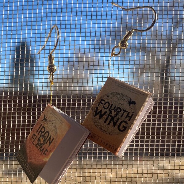 Handcrafted "Fourth Wing"  Book 1 and 2 in the series earrings from Author Rebecca Yarros