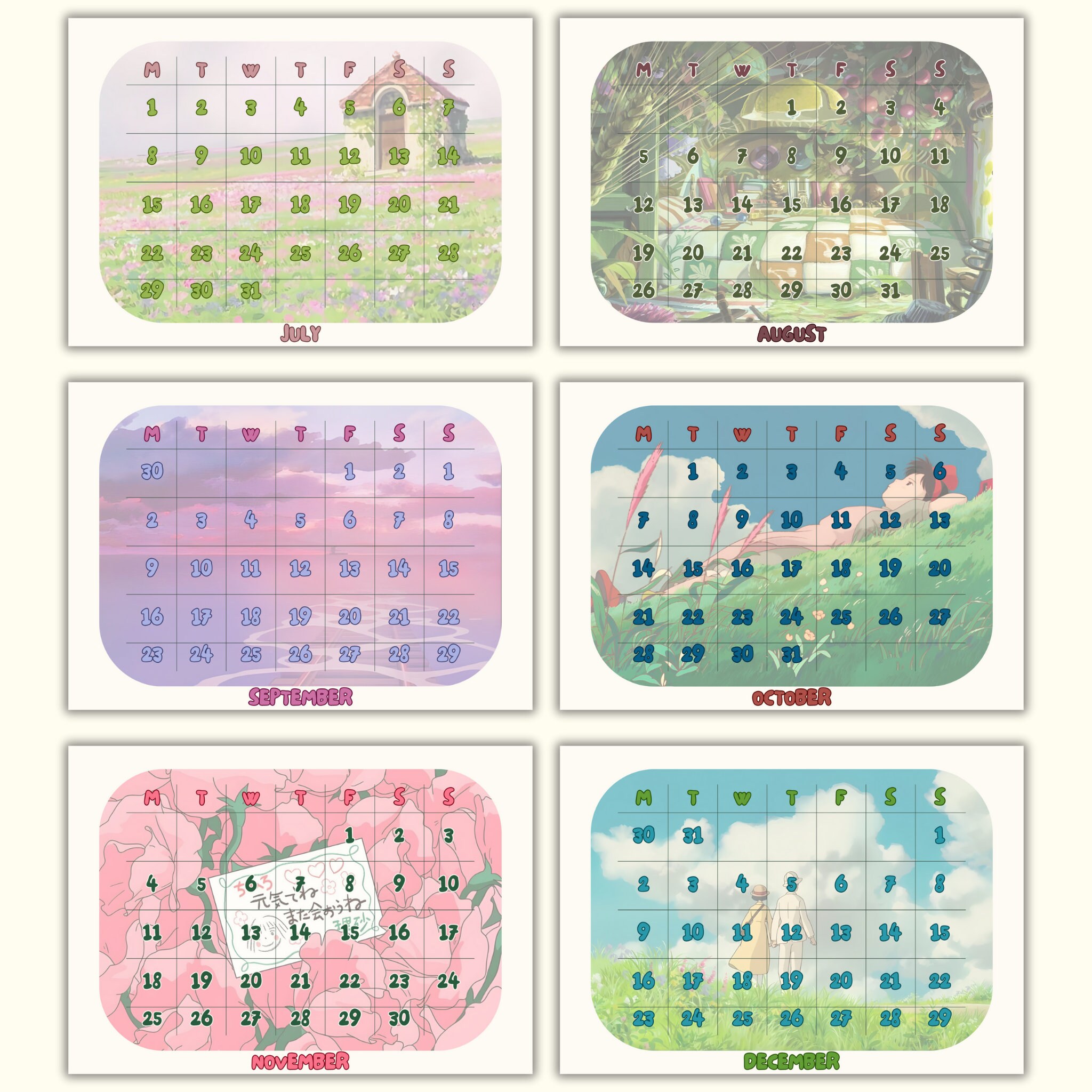 STUDIO GHIBLI 2024 CALENDAR Digital Print Printable Calendar A4 ...
