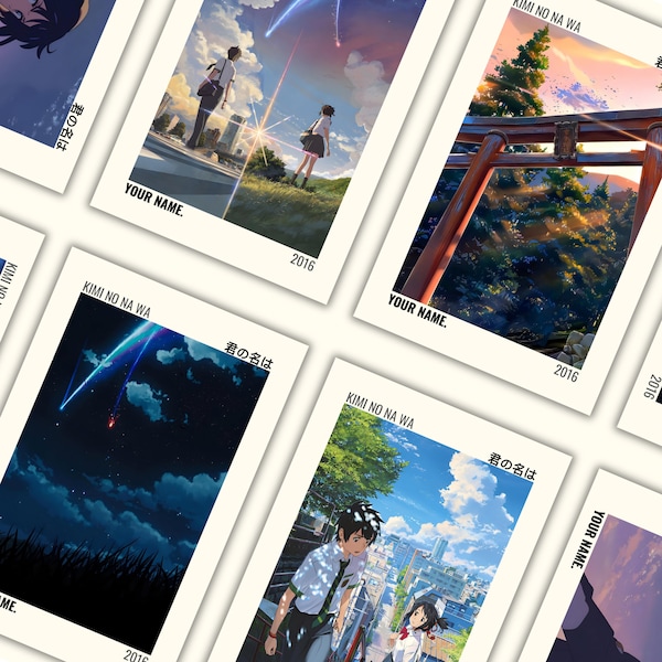 YOUR NAME. Printable Poster Set | Anime Digital Prints |Size: Standard Poster Size (2x3) | Kimi No Na Wa Printable Posters |8 Posters