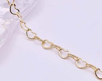 1 meter 14K Gold Plated 3.5mm Heart Shape Chain | Necklace Chain | Bracelet Chain