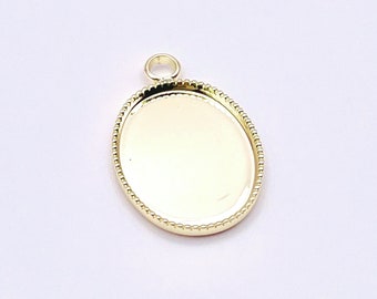 5 pcs 14K Gold Plated Oval Shape Blank Pendant