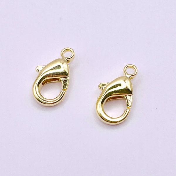 14K Shiny Gold Plated Lobster Clasps for Jewelry making DIY / 5pcs, 10pcs
