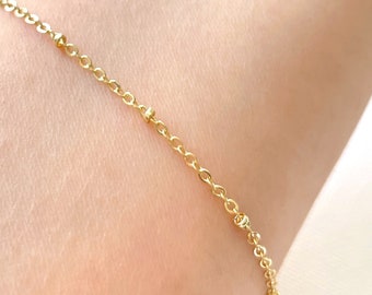 14K Gold Plated 1.2mm Cable Chain with Balls | Necklace Chain Bracelet Chain for Jewelry making, Jewelry Chain for DIY Jewelry, 1 meter
