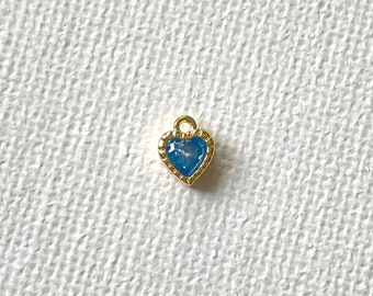 5 piezas 14K chapado en oro natural Zircon corazón encanto para la fabricación de joyas / collar pulsera encanto joyería encanto / océano azul corazón encanto