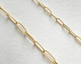Cadena de cable de clip de papel chapado en oro de 14 quilates / Cadena de collar Cadena de pulsera para la fabricación de joyas, Cadena de joyería para bricolaje / 1 metro