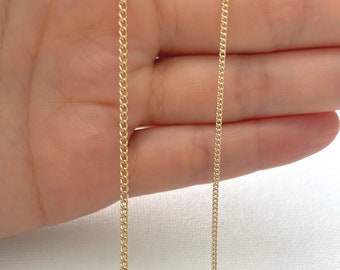 14K chapado en oro cadena de bordillo lateral cadena de vid / collar cadena pulsera cadena para la fabricación de joyas, cadena de joyería para bricolaje / 1 metro