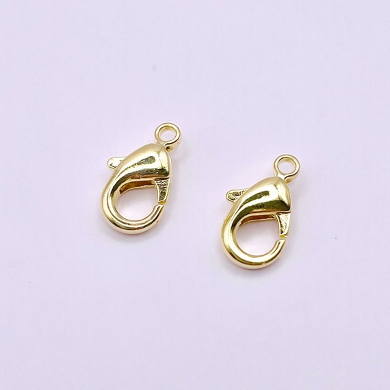 14K Shiny Gold Plated Lobster Clasps for Jewelry Making DIY / 5pcs