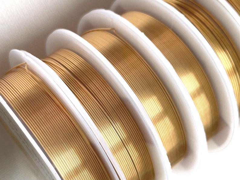 Fil de cuivre pour bijoux couleur or 14 carats Emballage artisanal Fil pour bijoux Fil souple 0,3/0,5/0,8 mm, 1 bobine complète image 6