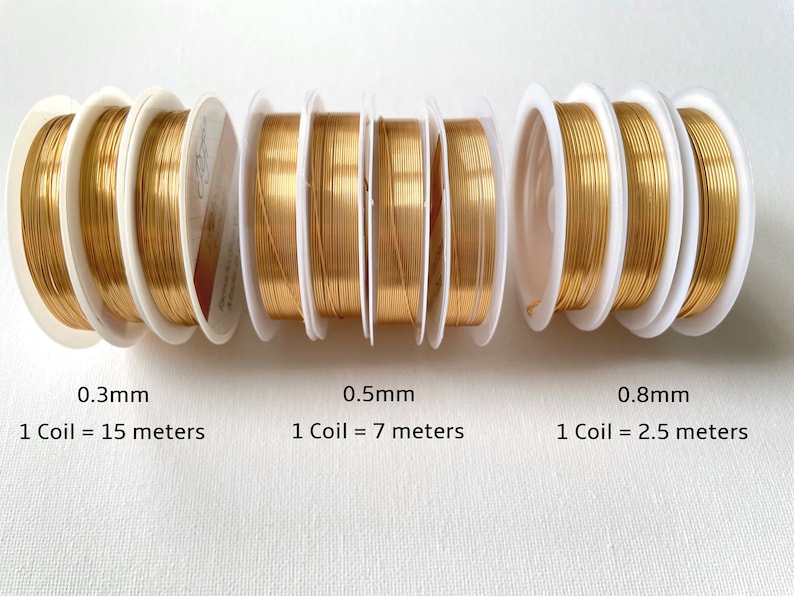 Fil de cuivre pour bijoux couleur or 14 carats Emballage artisanal Fil pour bijoux Fil souple 0,3/0,5/0,8 mm, 1 bobine complète image 2