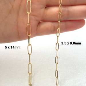 Catena portacavi con fermaglio per carta placcata oro 14K da 1 metro / Catena per braccialetti a catena per creazione di gioielli, catena di gioielli per fai-da-te immagine 2