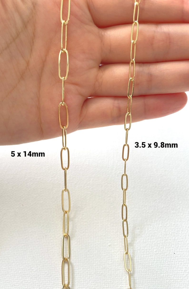 Catena portacavi con fermaglio per carta placcata oro 14K da 1 metro / Catena per braccialetti a catena per creazione di gioielli, catena di gioielli per fai-da-te immagine 2