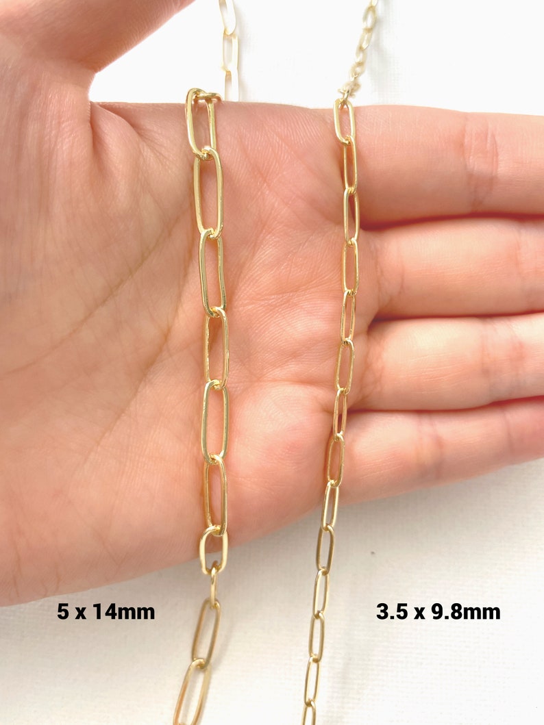 Catena portacavi con fermaglio per carta placcata oro 14K da 1 metro / Catena per braccialetti a catena per creazione di gioielli, catena di gioielli per fai-da-te immagine 4