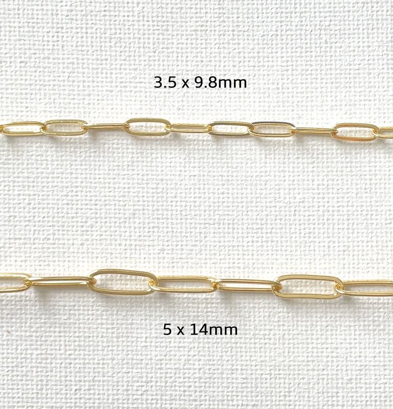 Catena portacavi con fermaglio per carta placcata oro 14K da 1 metro / Catena per braccialetti a catena per creazione di gioielli, catena di gioielli per fai-da-te immagine 3
