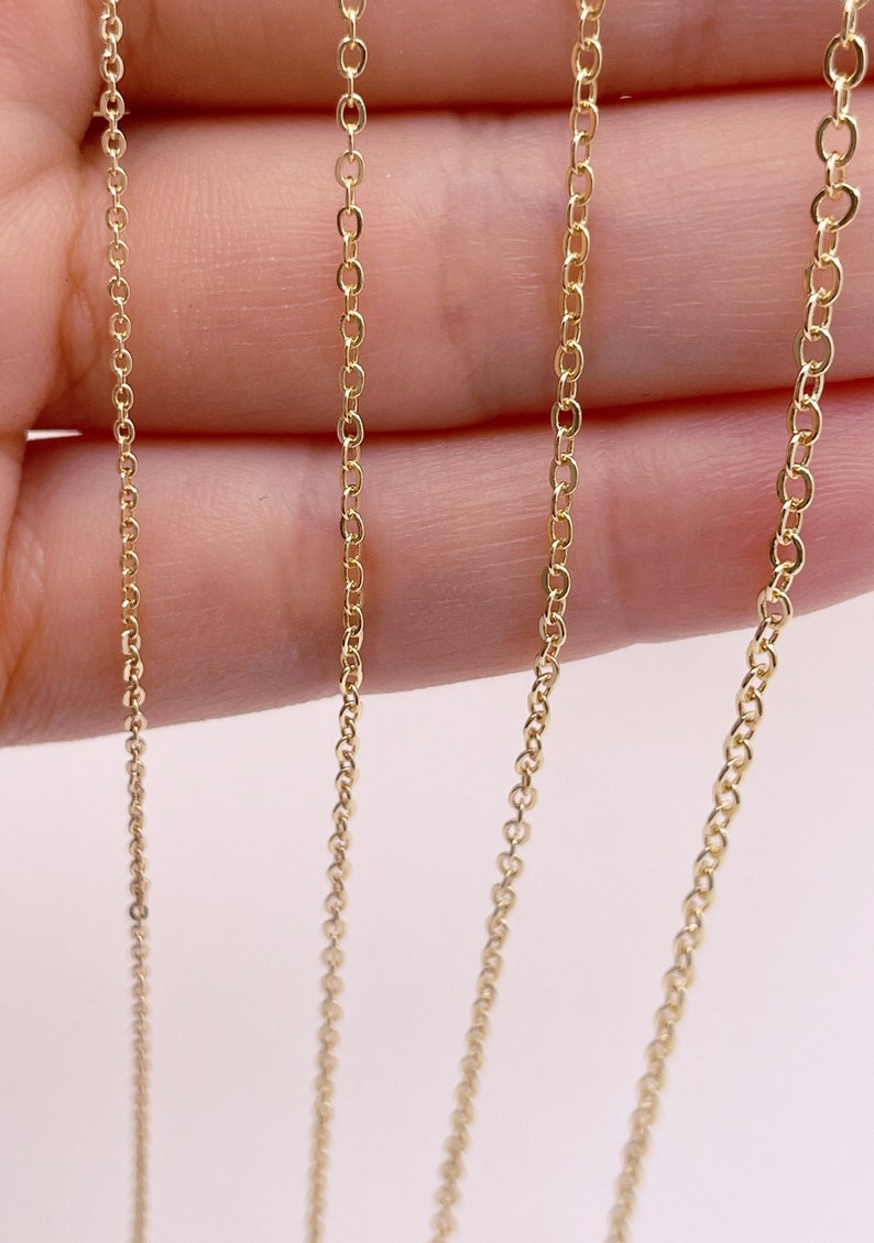 Cadena de Cable chapada en oro de 14K a granel, 1 metro/2 metros/5 metros cadena de collar pulsera cadena para hacer joyería DIY imagen 2