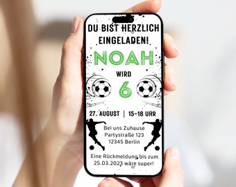 Digitale Einladung Kindergeburtstag Fußball personalisierbar | E-Card WhatsApp | Einladung Junge Fußball | Geburtstagseinladung