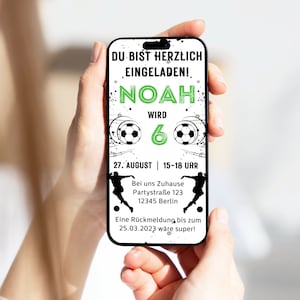 Invitation numérique anniversaire enfant football personnalisable | Carte électronique WhatsApp | Invitation Garçon Football | Invitation d'anniversaire
