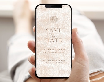 Digital Wedding Invitation | save the date | Wedding Invitation Personalized | Save the date Whatsapp | Boho beach shell