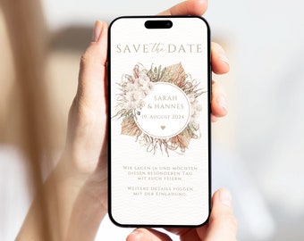 Digitale huwelijksuitnodiging | Bewaar de datum | Huwelijksuitnodiging gepersonaliseerd | Bewaar de datum Whatsapp | Boheems