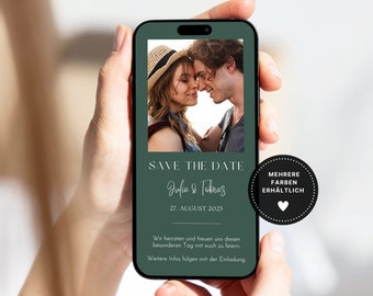 Digital wedding invitation with photo | E-Card Save the Date boho | Wedding invitation personalized | Save the date Whatsapp multiple colors