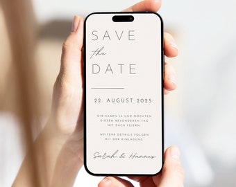 Digitale Hochzeitseinladung | Save the Date | Hochzeitseinladung personalisiert | Save the date Whatsapp | beige Papierstruktur