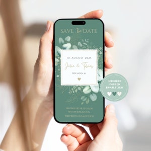 Digital Wedding Invitation Eucalyptus | Save the Date Eucalyptus | Wedding invitation personalized | Save the date Whatsapp Eucalyptus