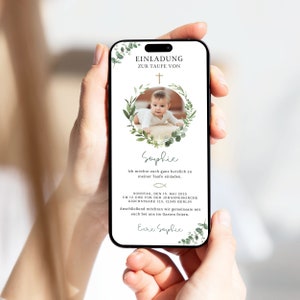Convite digital de batismo eucalipto menina menino com ou sem animação | Cartão eletrônico de batismo WhatsApp personalizado | Cartão eletrônico com foto de batismo de peixe