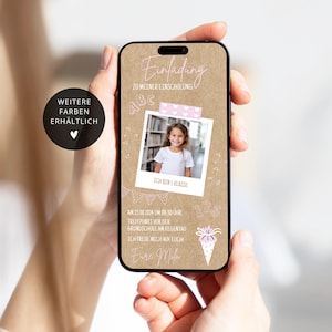 Invito digitale iscrizione scuola ragazza cono scuola | Invito all'iscrizione alla scuola personalizzato WhatsApp | ECard Iscrizione alla scuola Carta Kraft