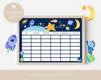 Timetable Space | Timetable PDF | Personalized Digital Download Lesson Plan | DIN A4 | School enrollment timetable to print out