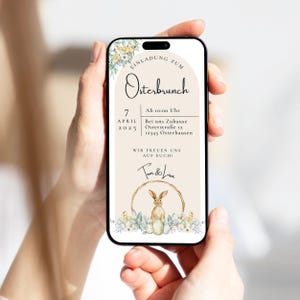Convite digital Páscoa Brunch de Páscoa personalizável | Cartão eletrônico WhatsApp | Convite Páscoa Família Amigos | Convite de Páscoa Boho