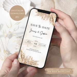 Digitale Hochzeitseinladung Save the Date Hochzeitseinladung personalisiert Save the date Whatsapp Boho Bild 2