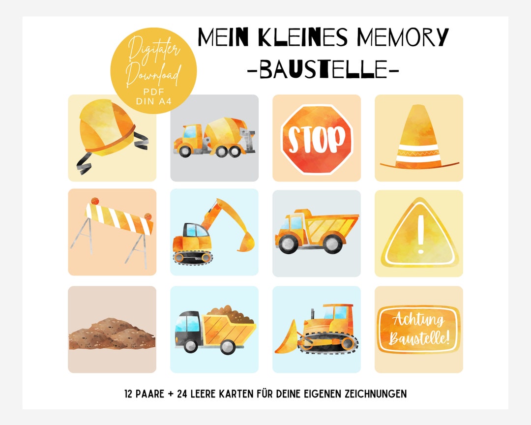 Memory Game Download | Memory Construction Site Excavator PDF ...