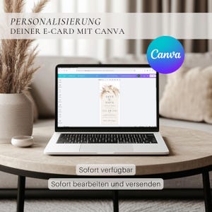 Digital save the date card beige boho pampas | Save the Date template Canva | Canva template floral save the date card wedding digital image 5