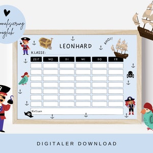 Timetable Pirates | Timetable PDF | Personalized Digital Download Lesson Plan | DIN A4 | Training timetable to print out