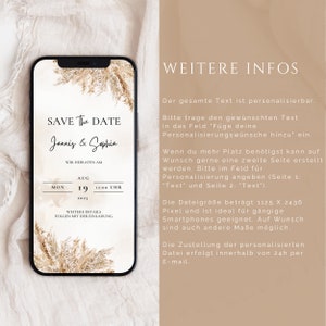 Digitale Hochzeitseinladung Save the Date Hochzeitseinladung personalisiert Save the date Whatsapp Boho Bild 5